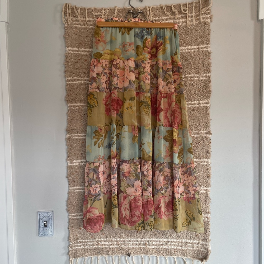 Coldwater Creek Floral Printed Maxi Boho Skirt